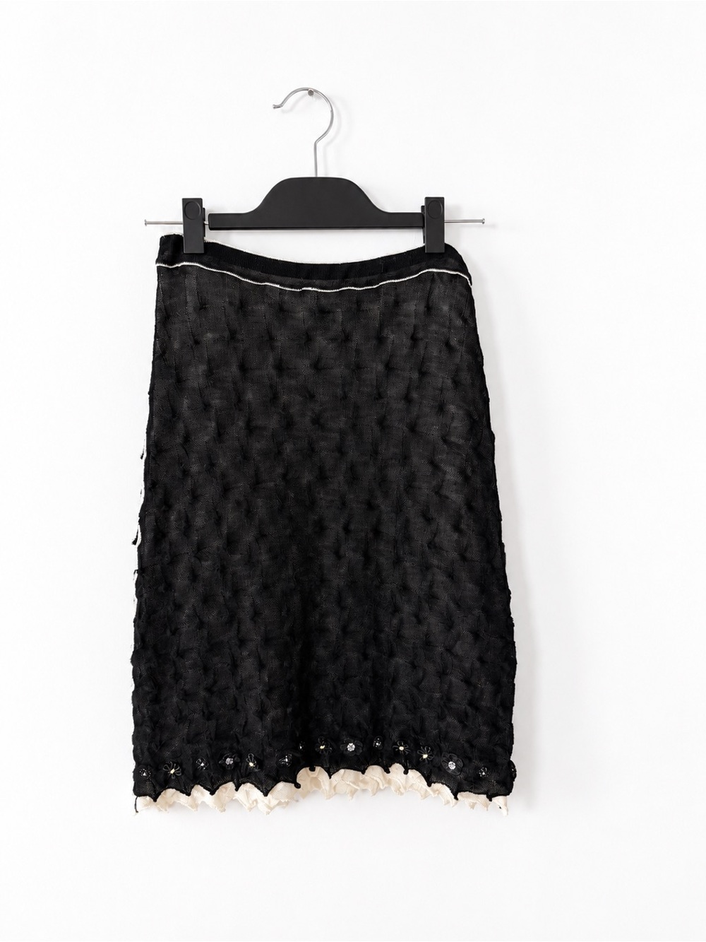 Yanyan Classic Black Textured Midi Skirt